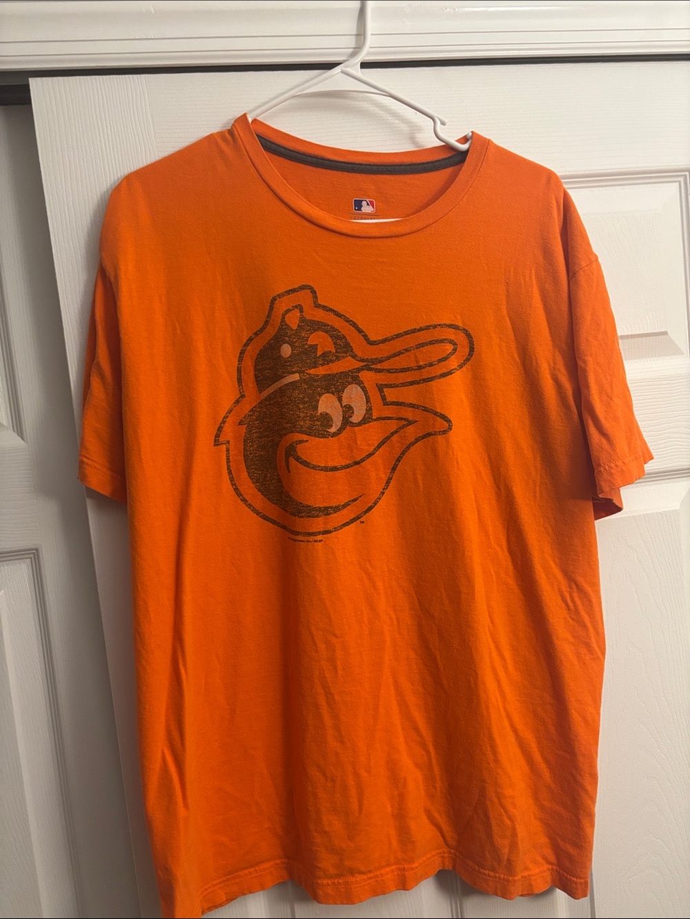 MLB Orange Short Sleeve Tee Baltimore Orioles logo
